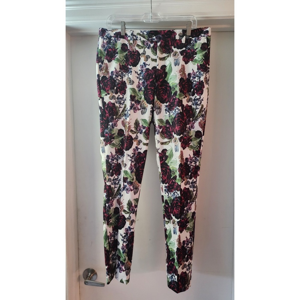 Suslo Couture A3 Satin Slim Pants 34" waist 29" inseam satin Floral